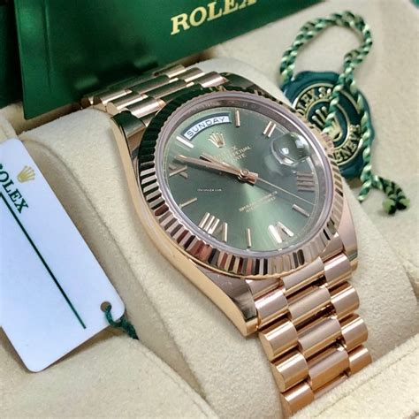 rolex day date olive green rose gold|rolex rose gold presidential 41mm.